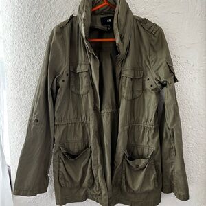 H&M Olive Utility Field Jacket with Pockets